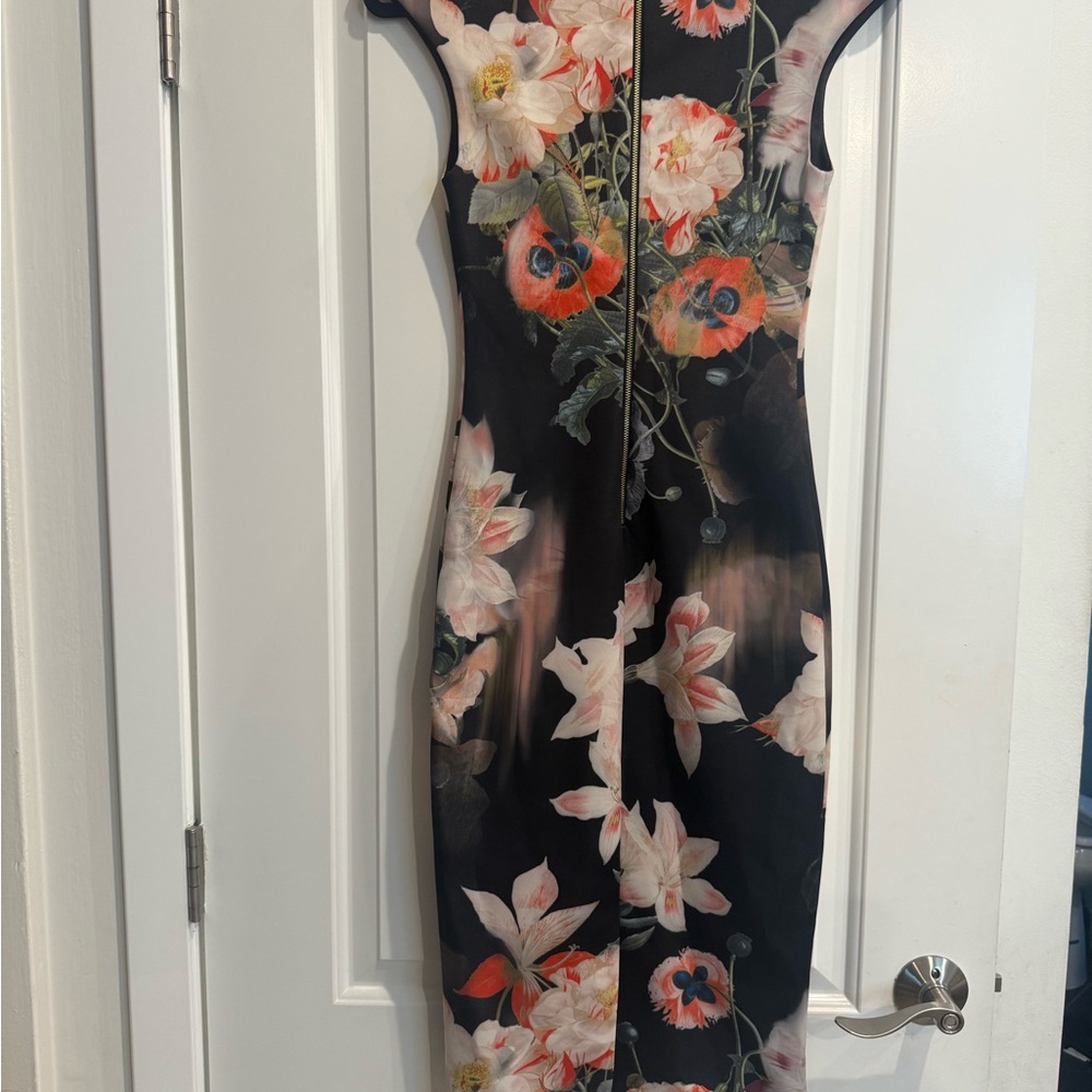 Ted Baker London Black Floral Midi Dress